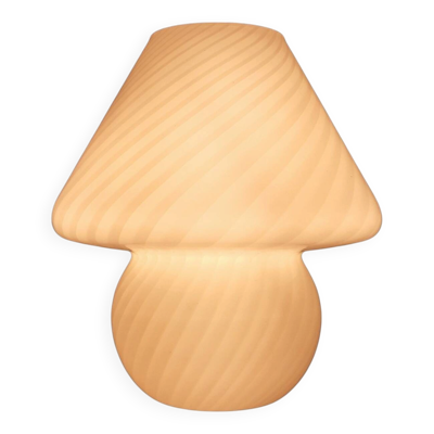 Lampe de table champignon verre murano blanc spirale design moderne 1970