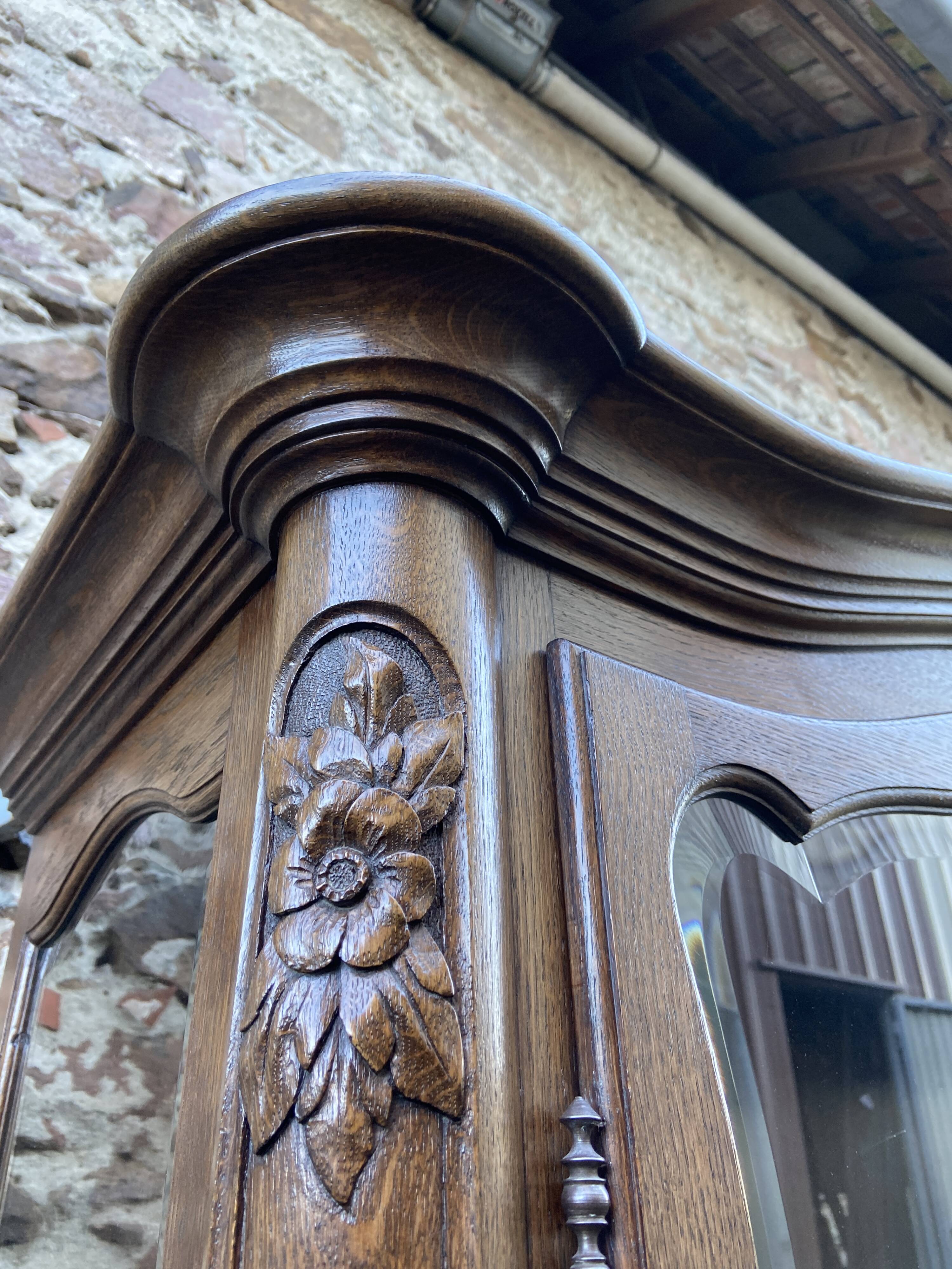 Display Cabinet Silver Cabinet Bookcase Provence Rocaille Louis XV Carved Oak 1960