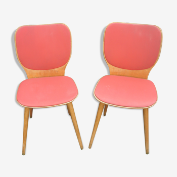 Paire de chaises 1950 vintage rouge