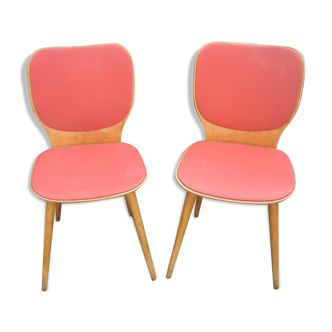 Paire de chaises 1950 vintage rouge