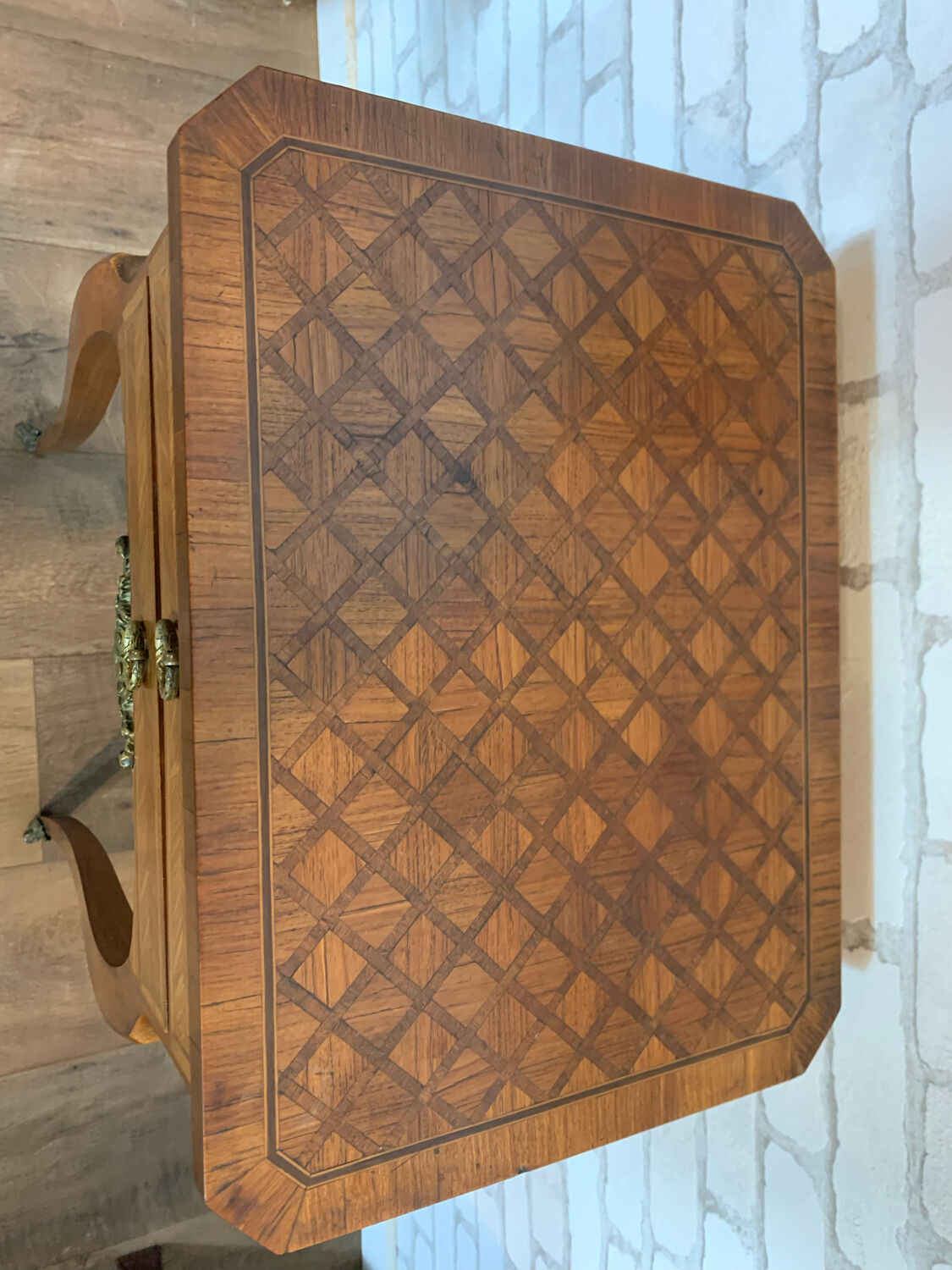 Bedside table in Louis XV style marquetry