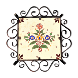 Old wrought iron trivia with f d ceramic france circa 1950