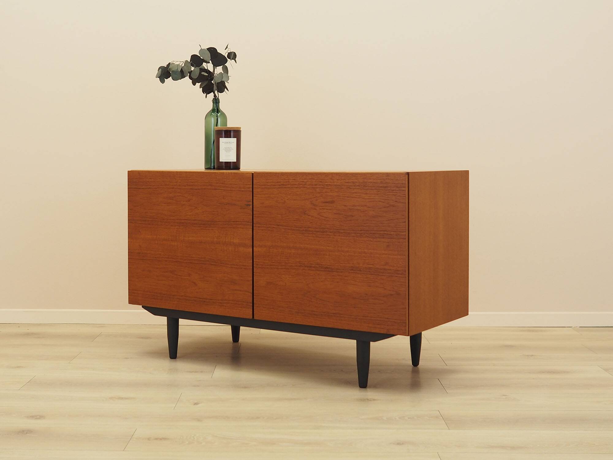 Danish teak cabinet with adjustable shelves, 1960s