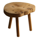 Tripod stool in solid pine, by a Swedish cabinetmaker, mid-century, around the 1960s.