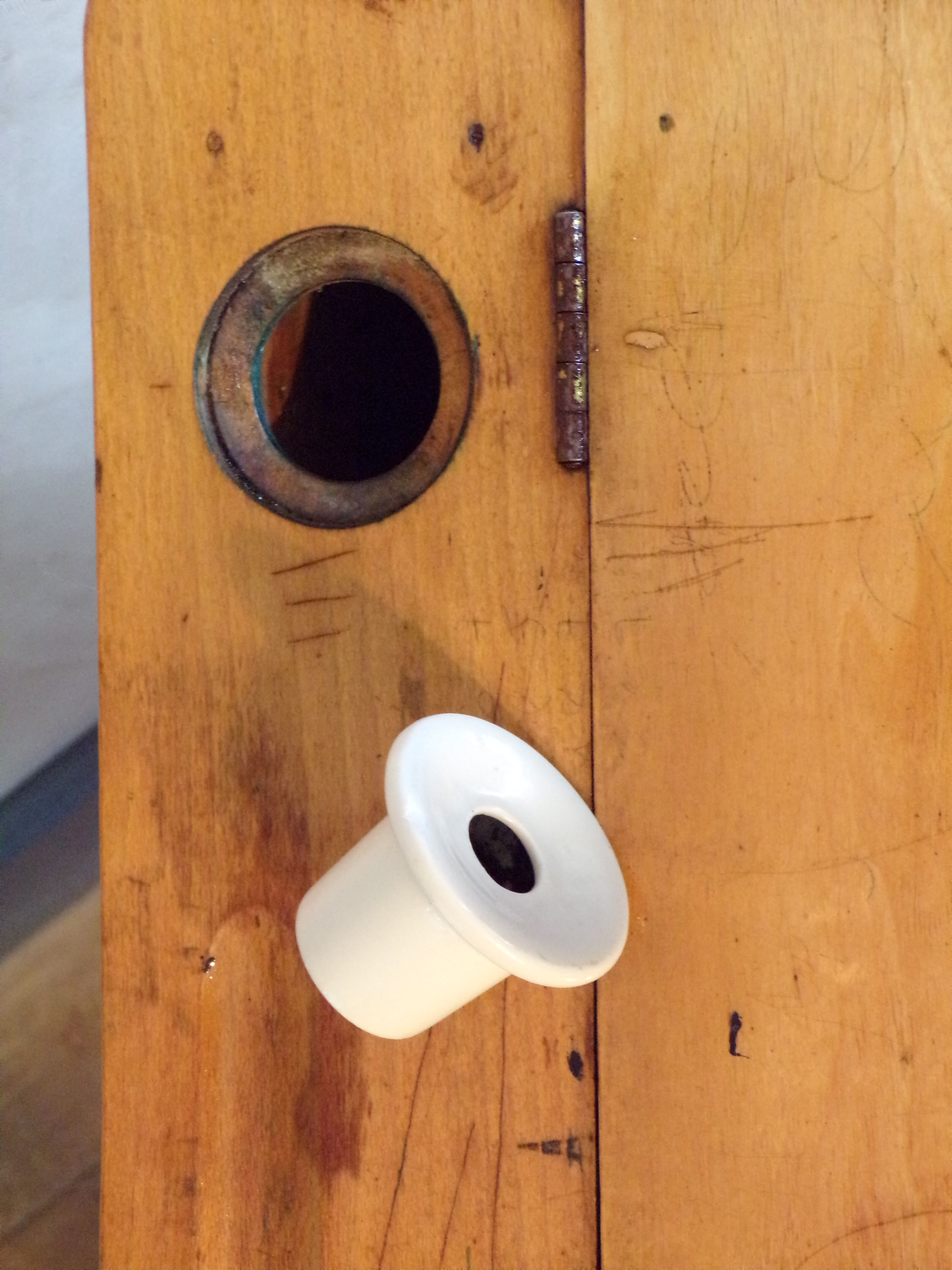 Vintage children's desk with ink