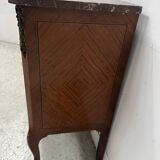 Transitional style commode with a protruding front, in marquetry wood, 20th century.