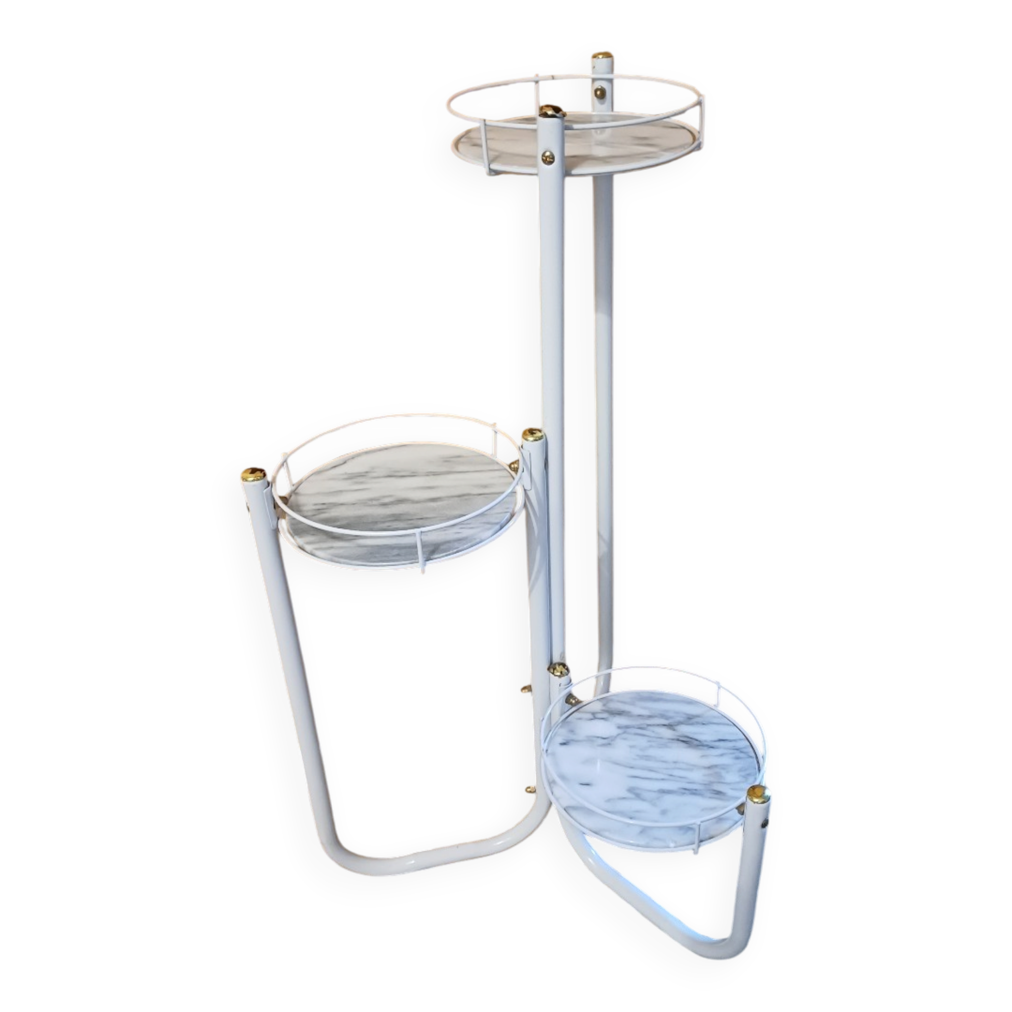 Planter stand triptych metal and marble
