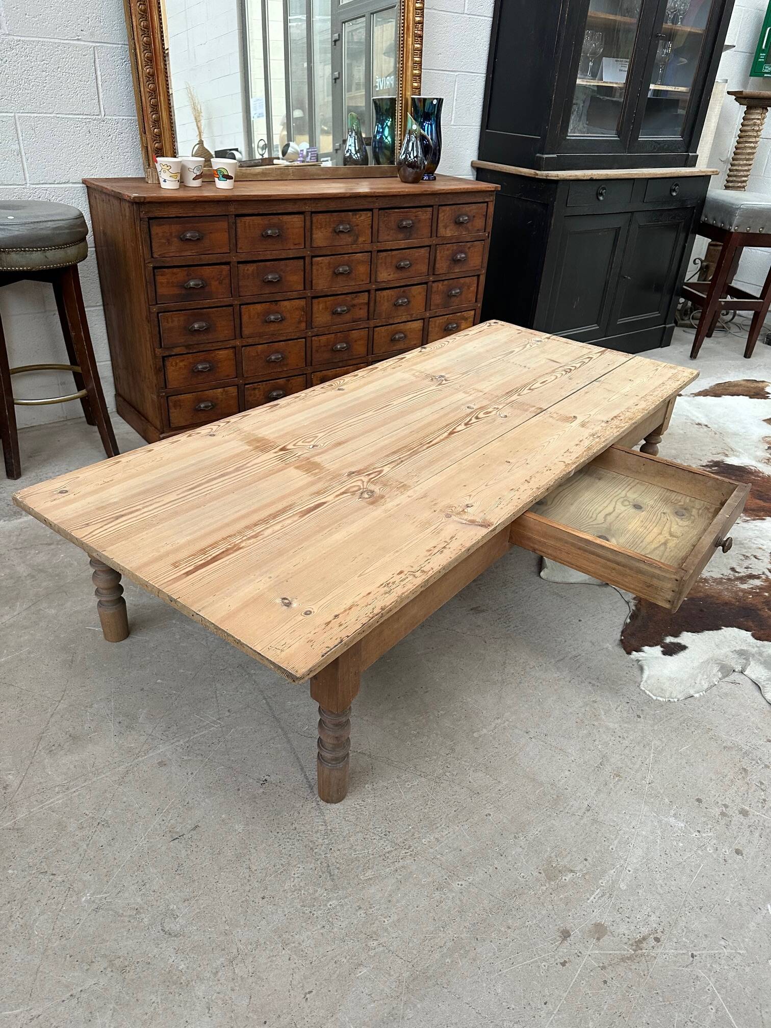 Early 20th century fir wood coffee table