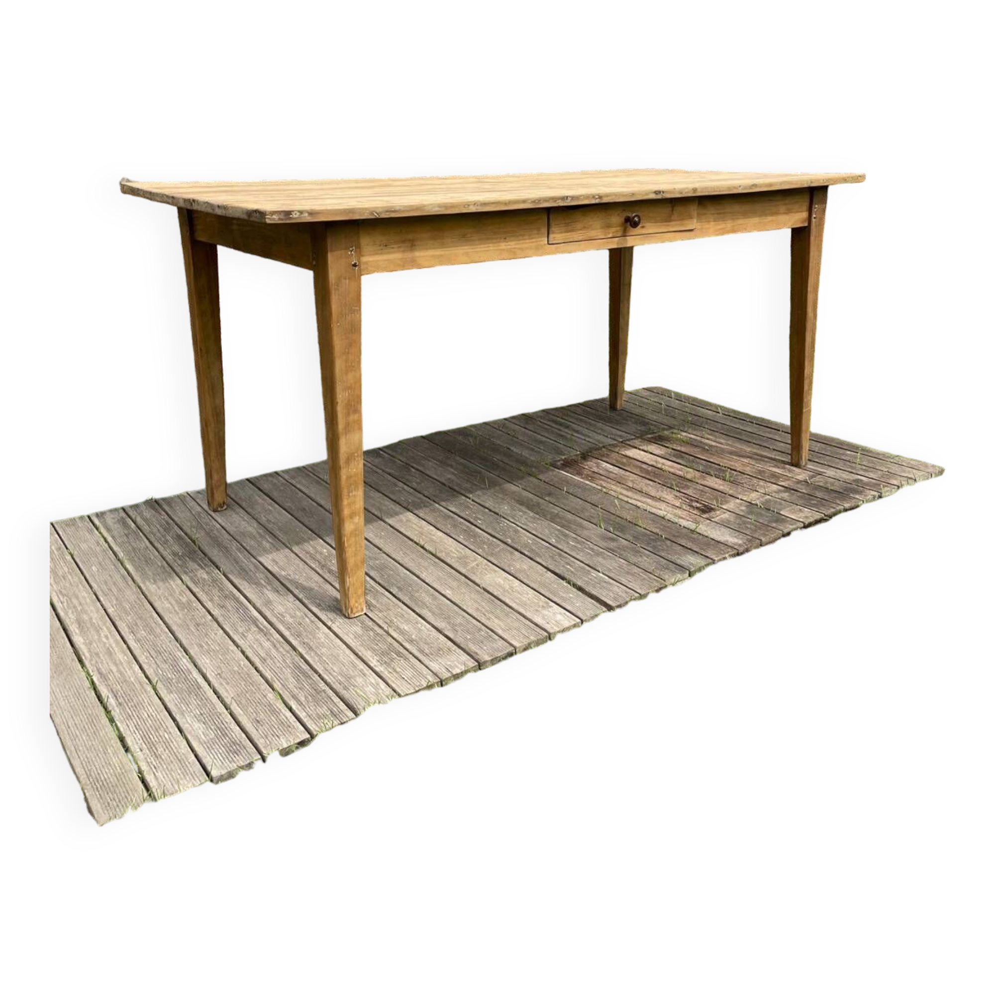 Old light wood farm table