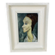 Painting portrait of a woman in figurative style signed Cavignaux