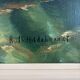 Vintage original floral oil painting with wildflowers in blue vase