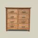 Art Deco chest of drawers in raw solid wood with 8 drawers.