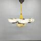 1940s Czech Art Deco Brass Opaline Glass Chandelier