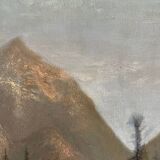 "The torrent in Savoie", mountain landscape, oil on canvas