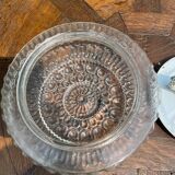 Cast glass ceiling lamp with relief