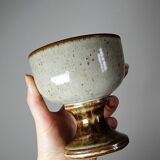 Set of 4 vintage glazed stoneware cider bowls/ice cream cups with stems.