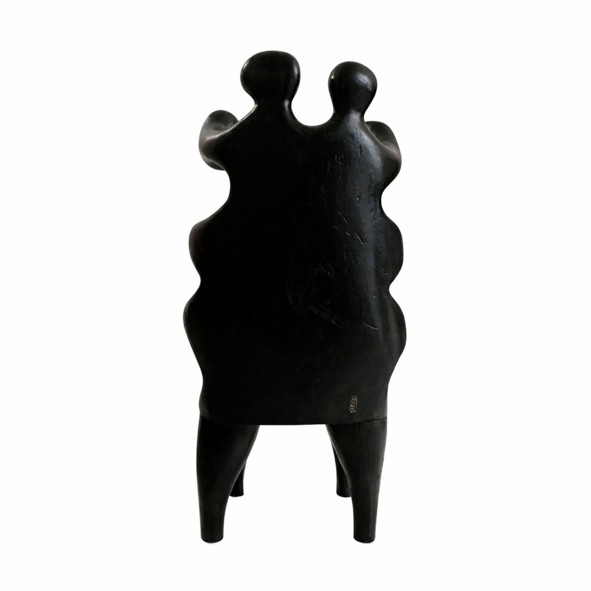 20th Century Paul Covaci Sculptural Black Solid Wood Romanian 1980s Armchair
