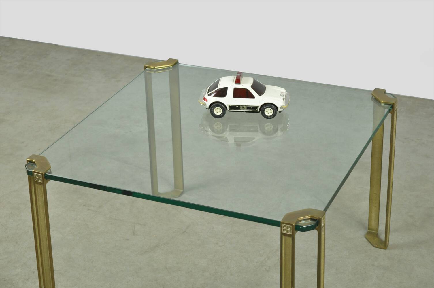 GLASS & BRASS coffee table by Peter Ghyczy, 1970s