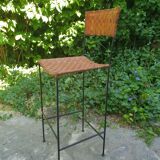 Paire de tabourets de bar en cuir vintage