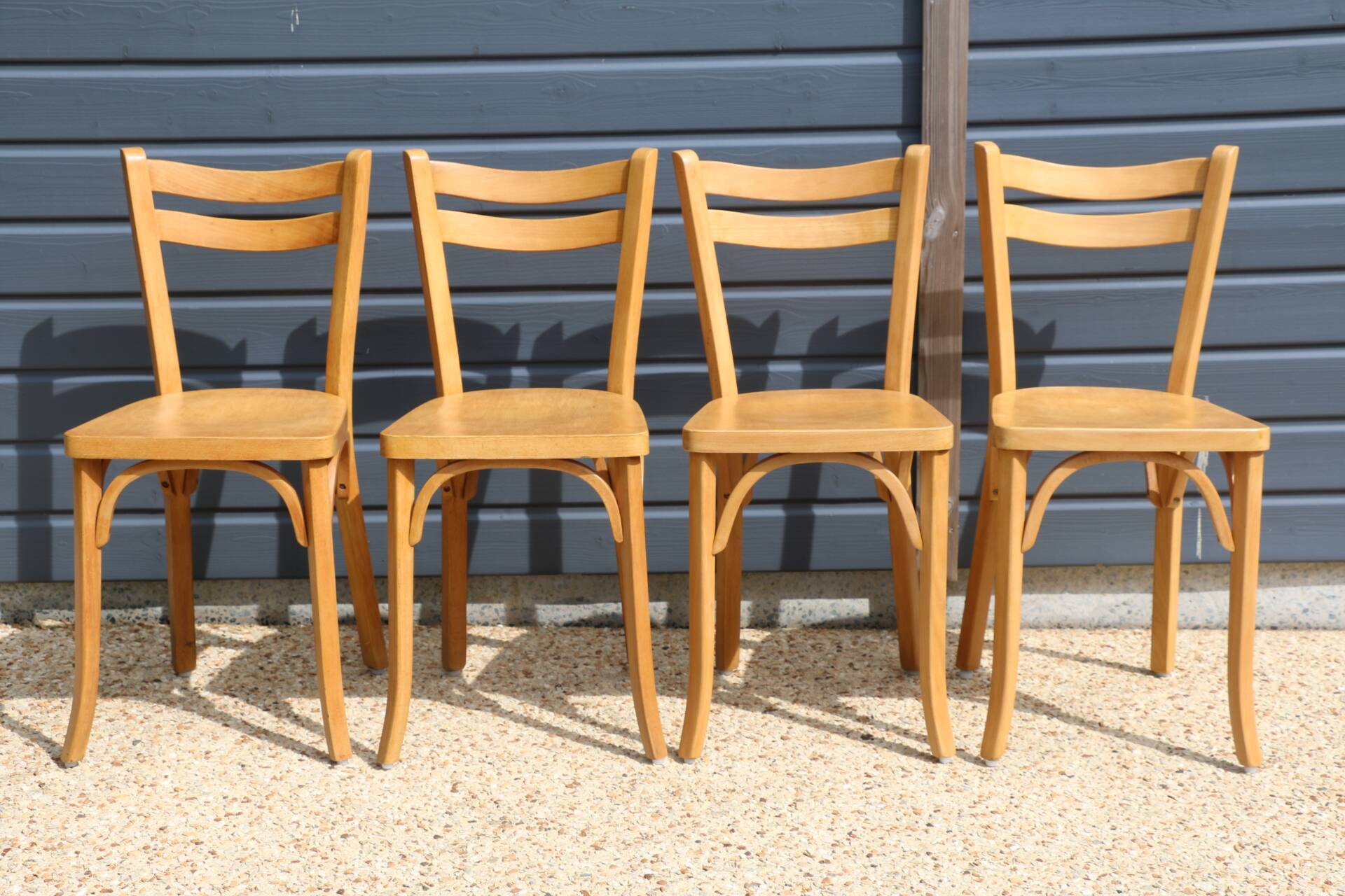 5 Baumann chairs No. 19 in light beech.