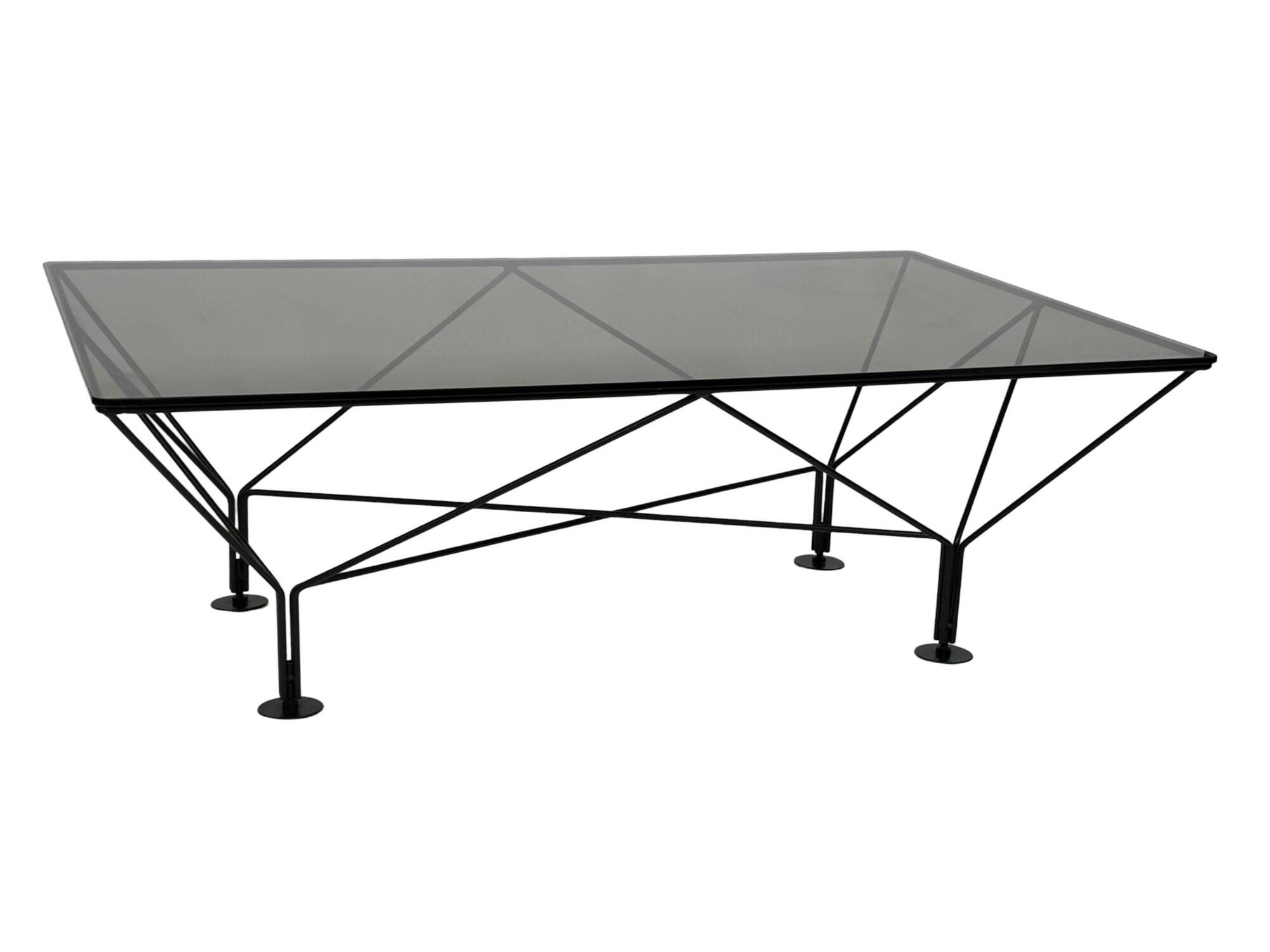 Vintage Coffee Table With Smoked Glass 80's Design