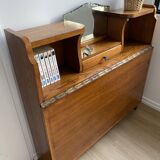 Wooden console table / vintage folding desk with mirror and small drawer