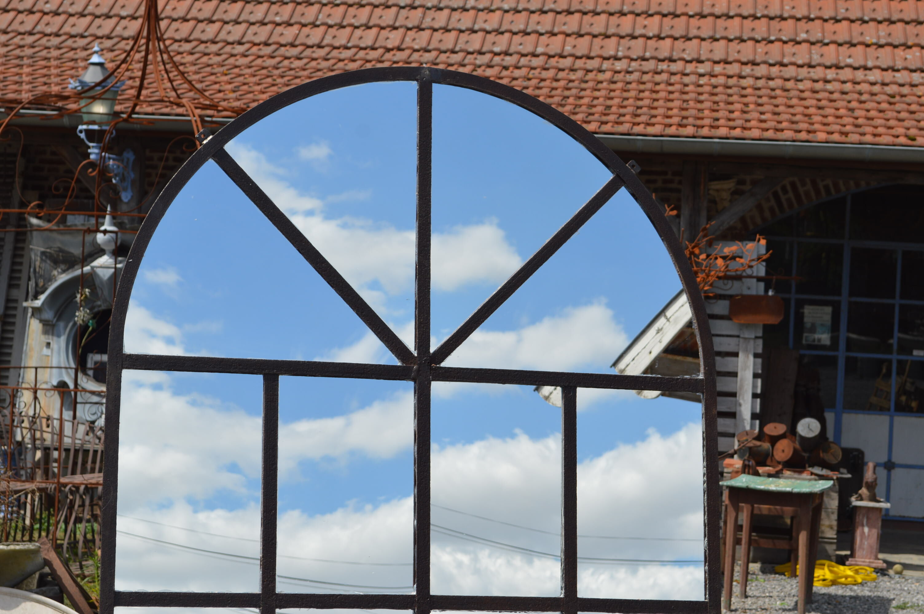 Miroir fenêtre d'usine en fer forgé