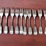 Set of 12 antique Nevada Silver D&A forks