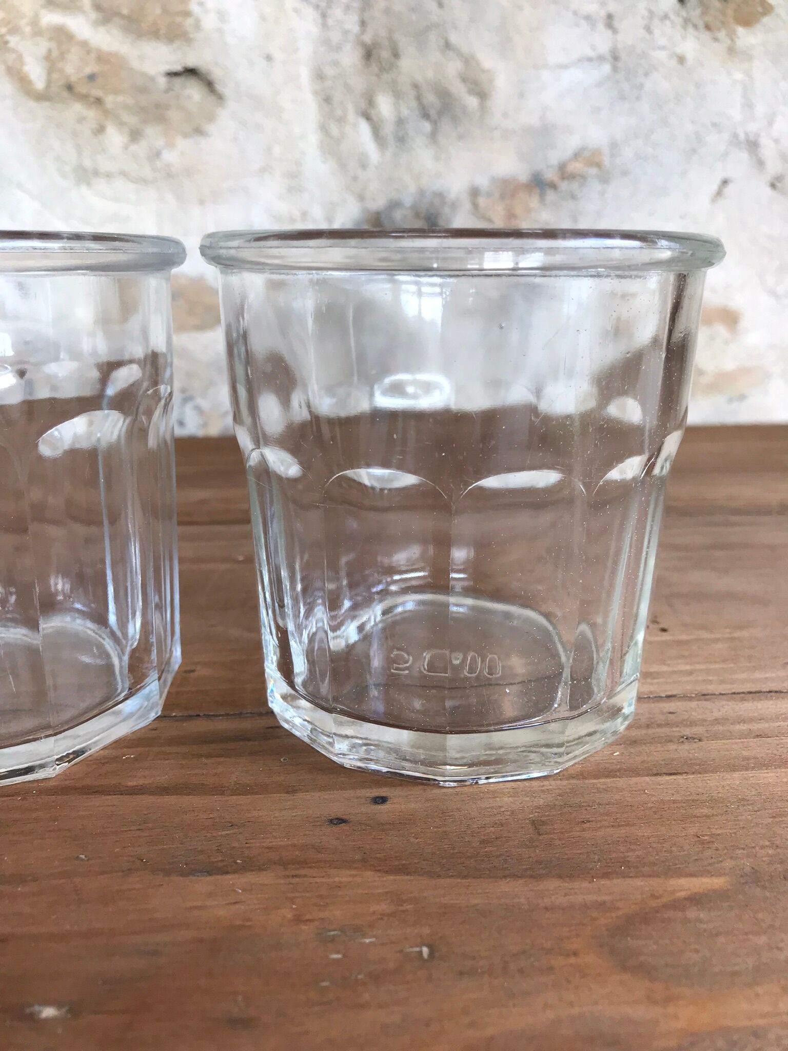 Set of 3 old jam glass jars