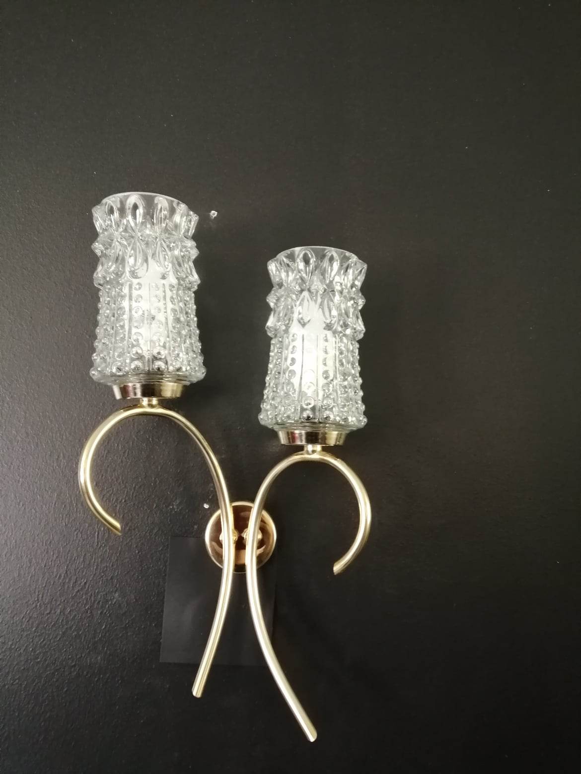 Pair of 50s wall lamps in gold gilded metal