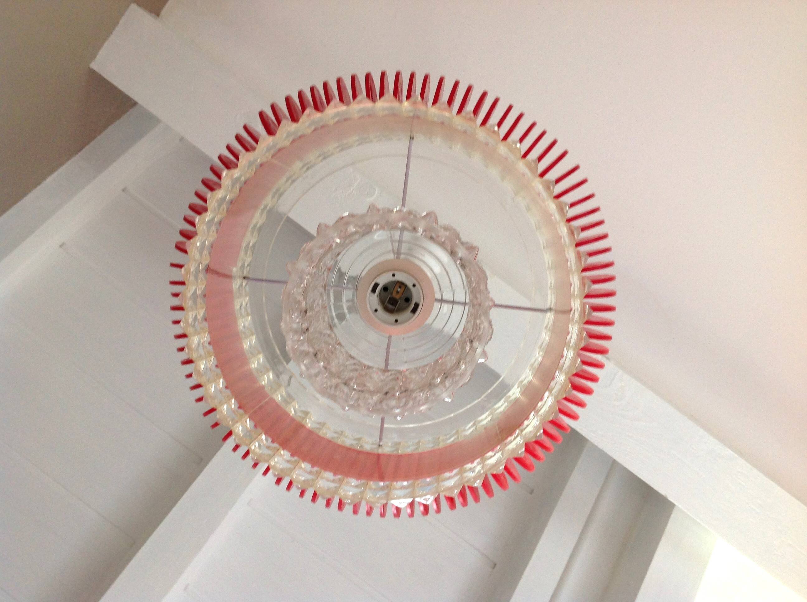 Suspension in glass and plexiglass with diamond points / vintage 60s-70s