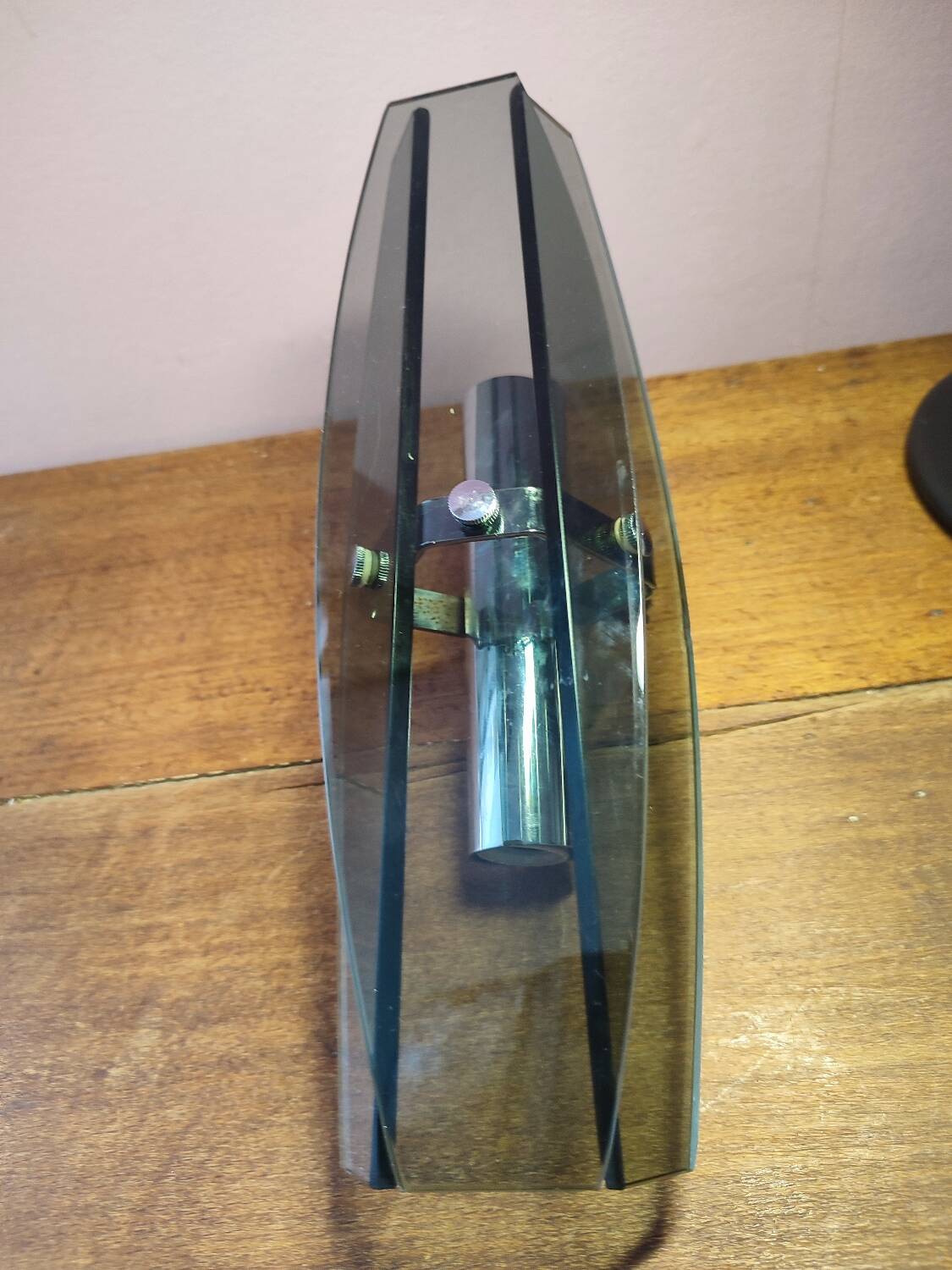 Vintage wall light in bluish glass