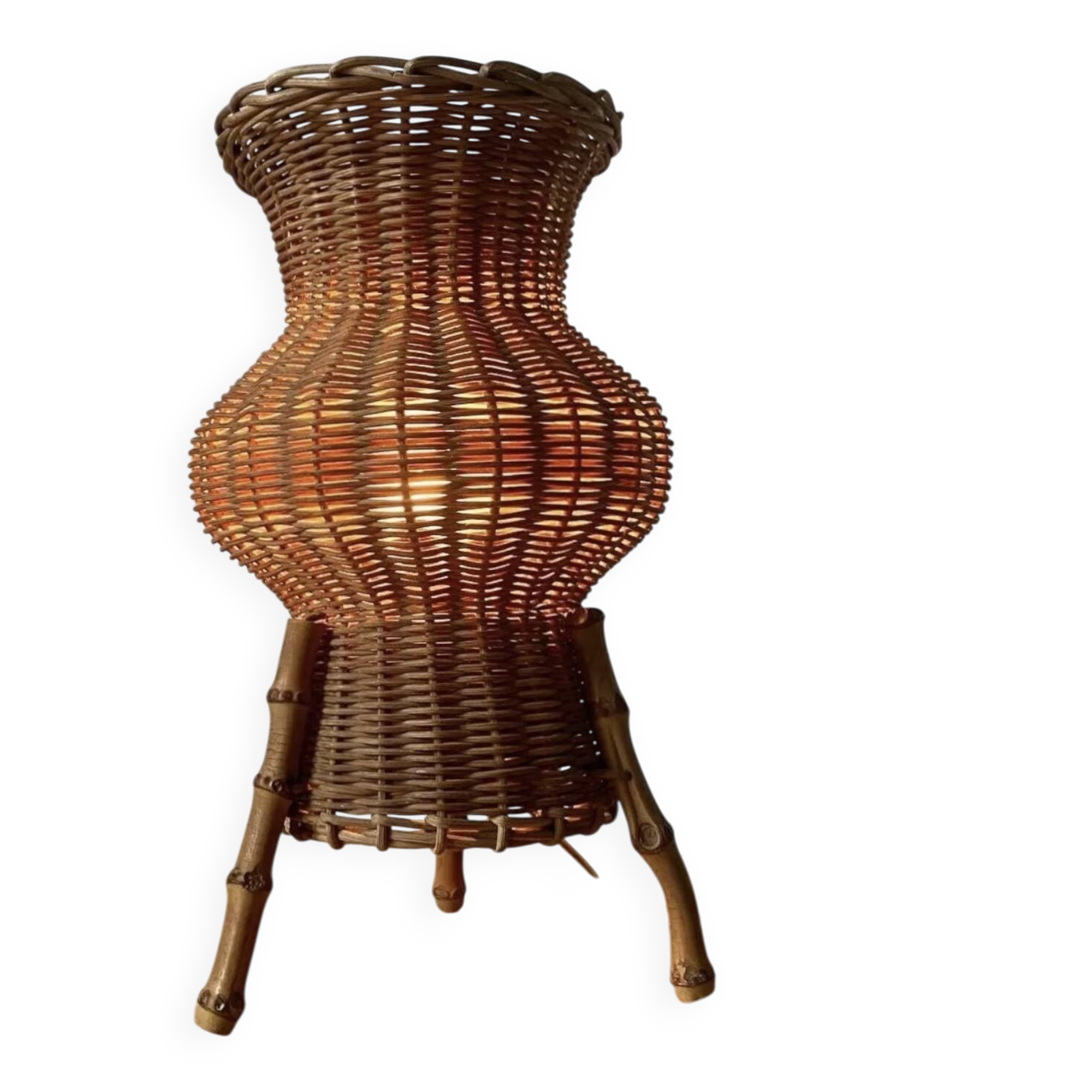 Lampe osier et bambou