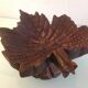 Brutalist wooden candlestick shaped vine leaf /vintage 60s-70s