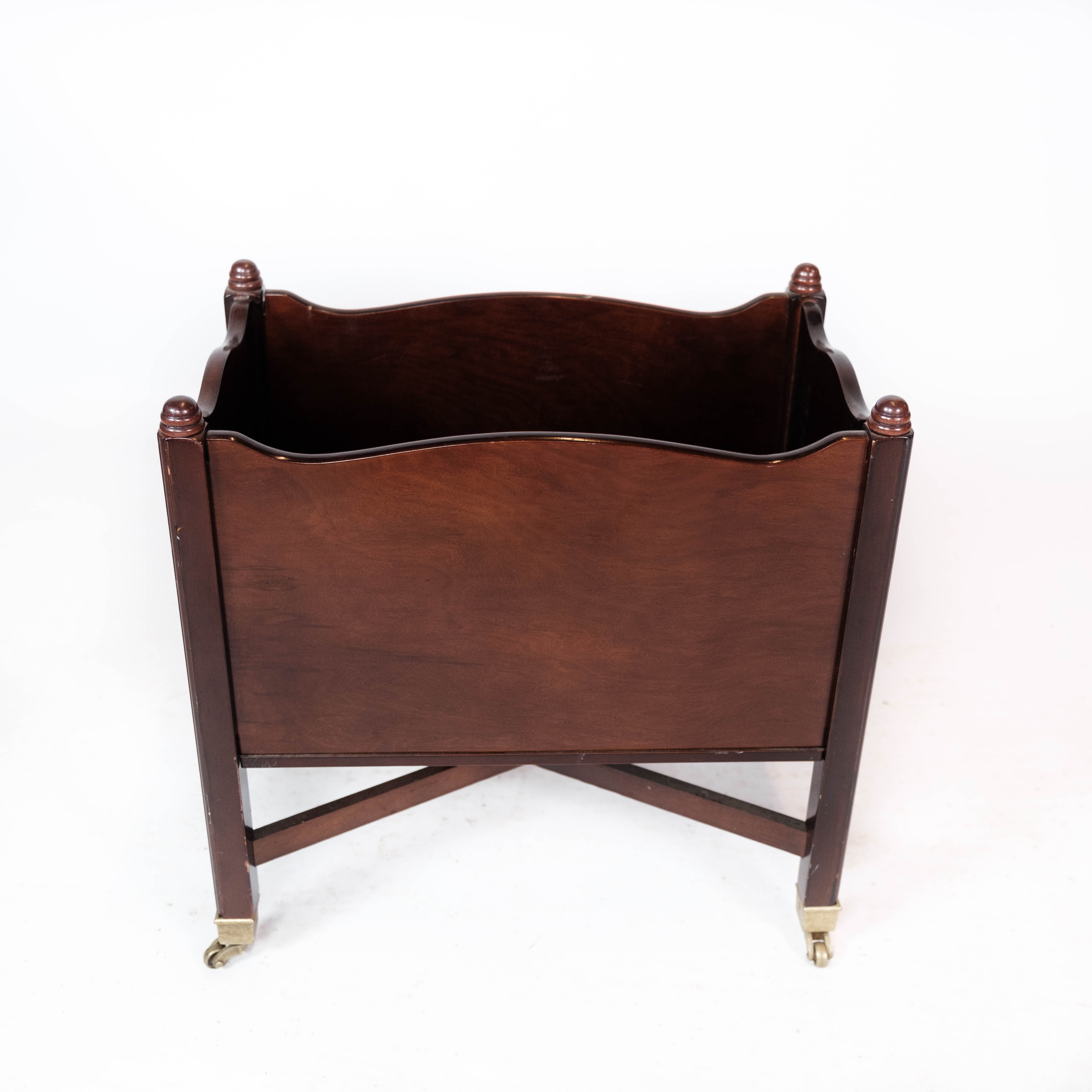 Newspaper holder of mahogany decorated with brass of Danish design, 1960s