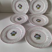 6 assiettes à dessert ajourées Portugal