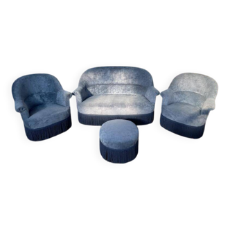 Salon crapaud comprenant cabale et fauteuils + pouf