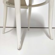 Chaise baumann bistrot mouette en bois blanc et velours jaune