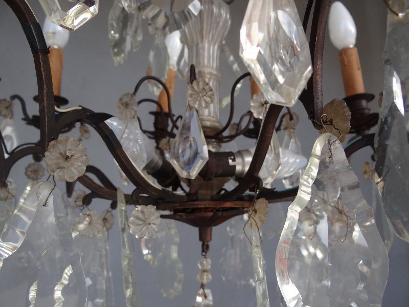 Hanging crystal chandelier and bronze 1900