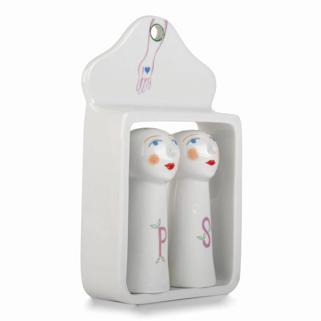 Porcelain salt and pepper pots designed by Jindra Viková