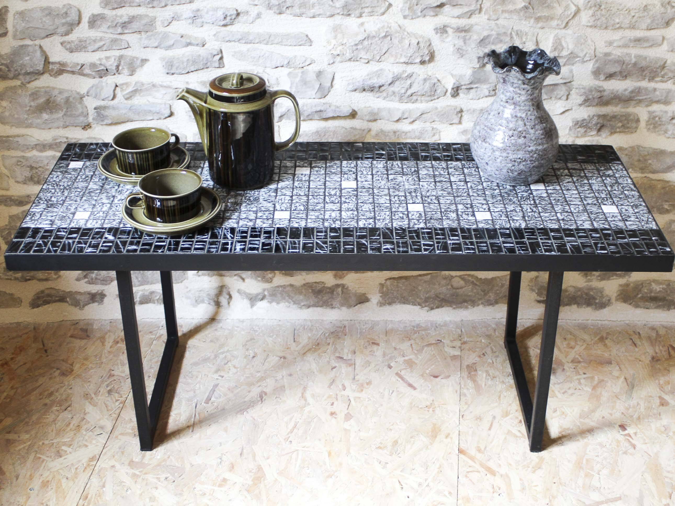 Ceramic and metal coffee table 60s