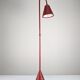 Jacques Adnet floor lamp in red leather, mid-century modern, France, 1960s