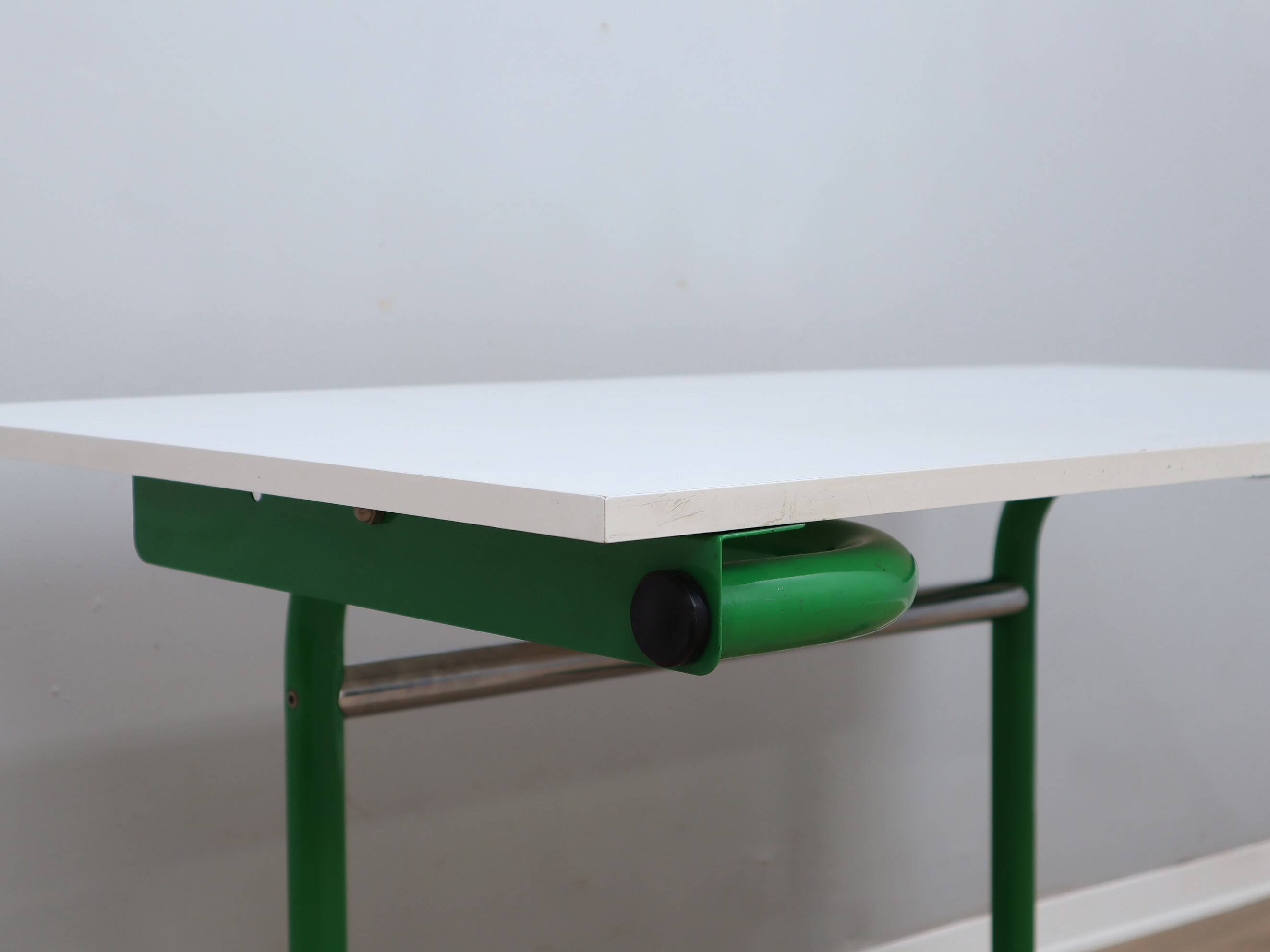 1960s Bieffeplast vintage green metal frame desk