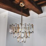 Venini two-tone chandelier, 3 levels, murano glass, Italy, 1970
