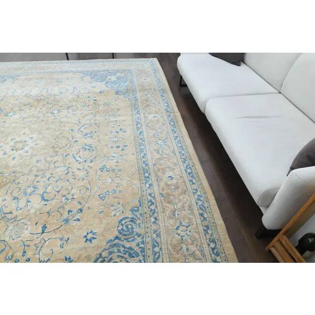1960s Vintage Persian Handmade Wool Cotton Brown Area Rug 292x389