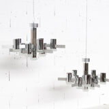 Pair of chandeliers from Sciolari 70 years chrome steel