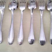 Set of 4 x 2 metal silver-plated table cutlery by SFAM and Orbrille.