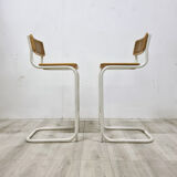 Set of 2 bauhaus style bar stools, 1970s