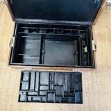 Large Gustave Keller leather trunk with multiple compartments