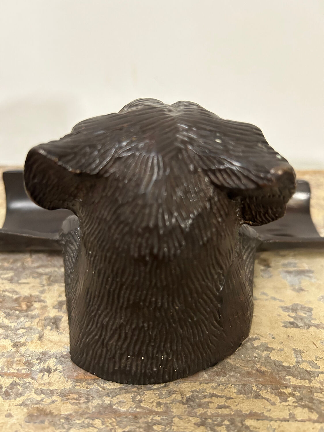 Old bronze pen holder, dog, vintage decoration, flea market XXth